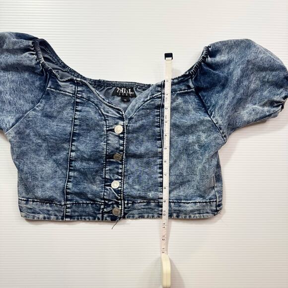 Denim Crop Top Puff Sleeve Women’s XL Acid Y2K Western Coquette Festival Rodeo - Picture 4 of 16